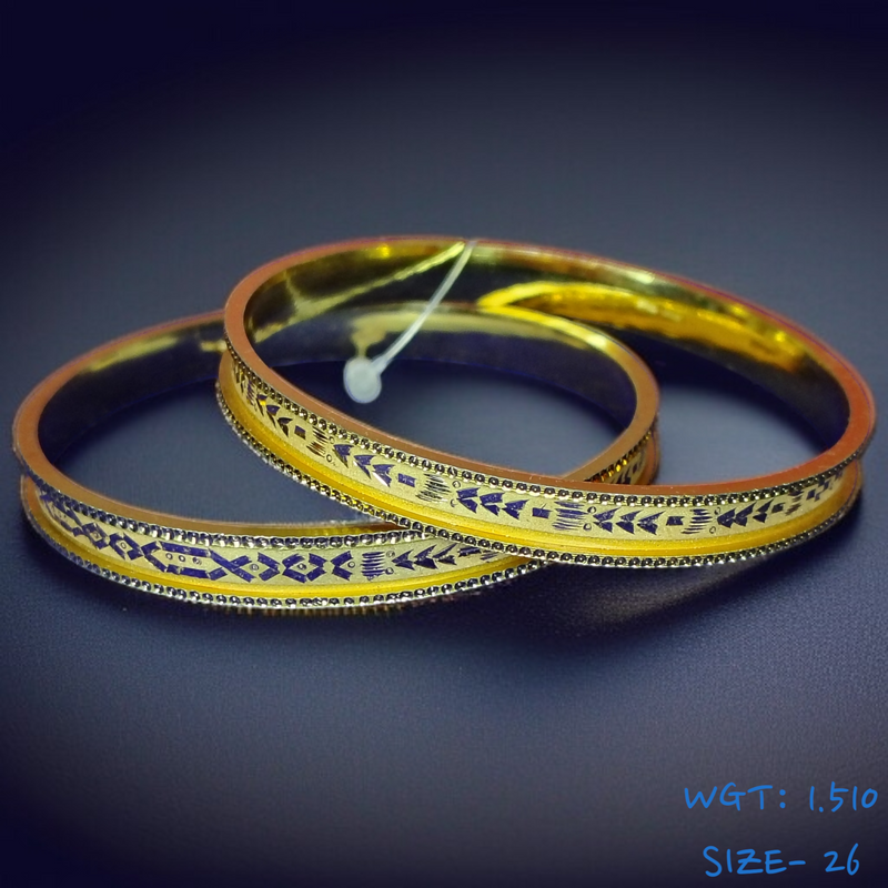 TRJ WGT: 1.510 GM APPROX (SIZE-26) 22KT HUID HALLMARK GOLD CHILA SOCKET CHURI 1 PAIR.