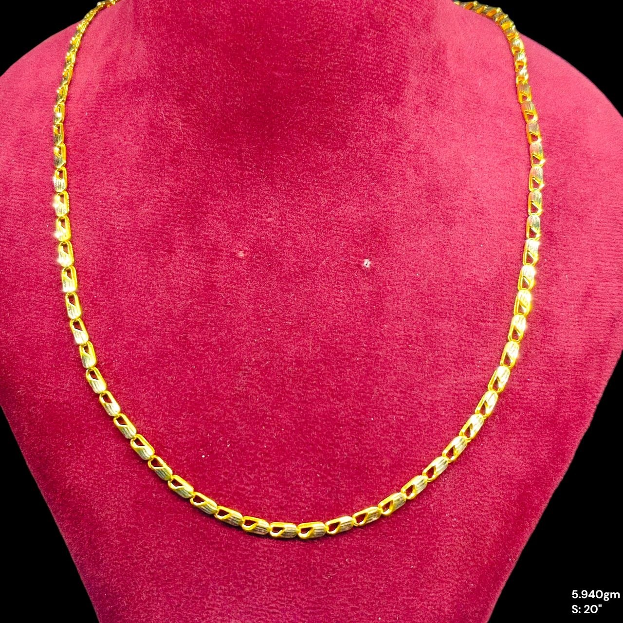 GOLD CHAIN- (WGT: 5.940 GM APPROX) BIS CERTIFIED HUID HALLMARK 9KT GOLD CHAIN (20 INCH) 1 PIECE FOR UNISEX.