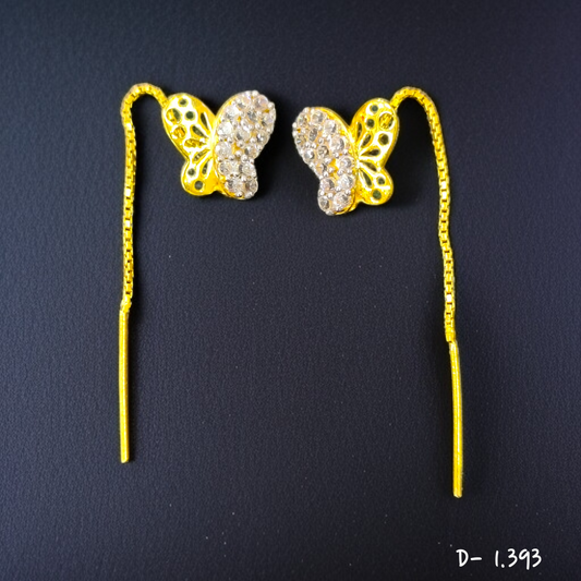 (GSD) RAJLAXMI WGT: 1.393 GM APPROX 22KT HALLMARK GOLD SUI DHAGA EARRINGS 1 PAIR FOR DAILY WEAR.
