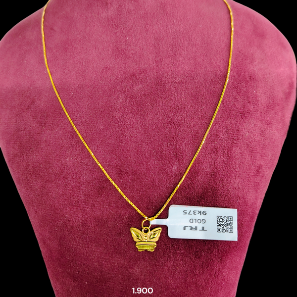 GOLD CHAIN- (WGT: 1.900 GM APPROX) BIS CERTIFIED HUID HALLMARK 9KT GOLD CHAIN WITH PENDANT (17 INCH) 1 PIECE FOR WOMEN.