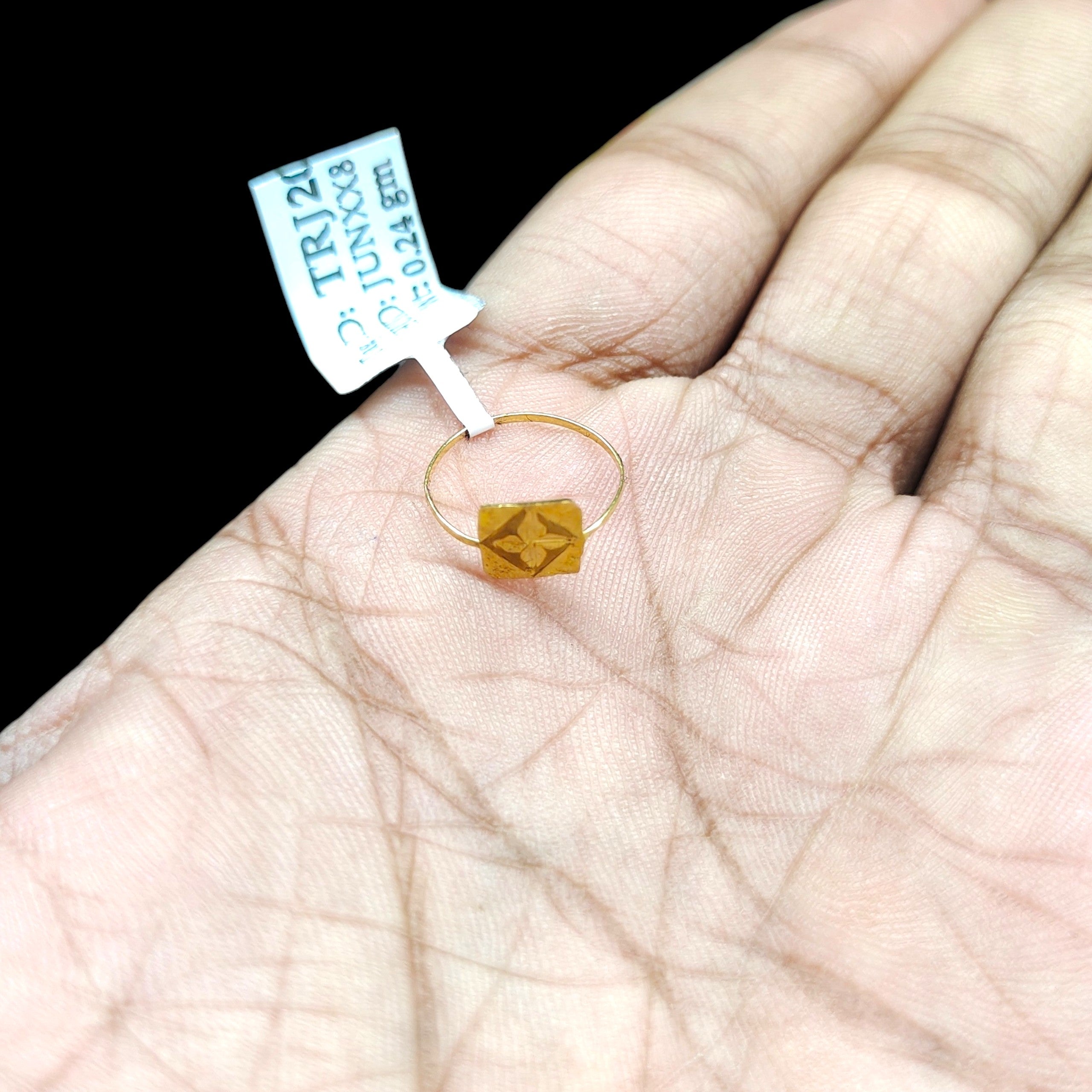 BABY JEWELLERY- TRJ WGT: 0.240 GM APPROX 22KT HUID HALLMARK GOLD BABY FINGER RING 1 PIECE FOR RICE CEREMONY & BIRTHDAY.