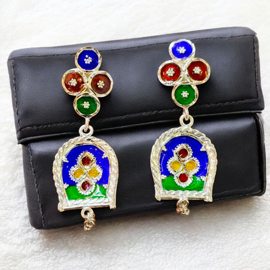 FESTIVE SILVER OFFER (PREMIUM JEWELLERY) CERTIFIED HALLMARK 925 SILVER HASULI NECKLACE 1 PIECE WITH EARRINGS (MINAKARI MANIPUR DESIGN) APPROX WGT: 54.700 GM (1 PIECE) FOR BEAUTIFUL WOMEN.