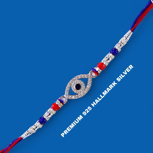 (RAKHI GIFTS) 925 HALLMARK SILVER RAKHI FOR RAKSHA BANDHAN GIFT FOR YOUR LOVING BROTHER (FREE DAIRYMILK CHOCOLATE INSIDE).