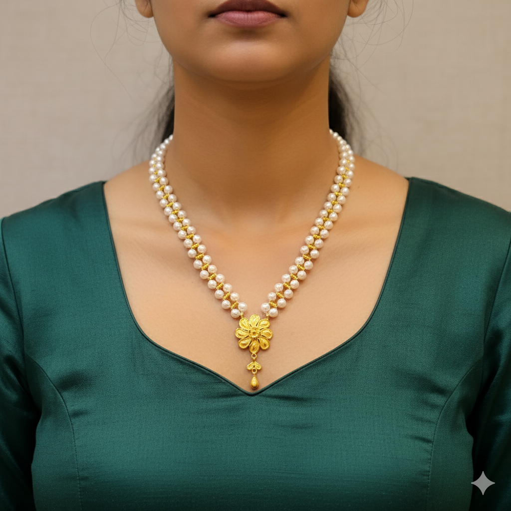 (GMP22) BIS CERTIFIED WGT: 0.850 GM APPROX HUID HALLMARK 916 22KT GOLD MOTI PENDANT 1 PIECE FOR YOUR BEAUTIFUL WIFE.