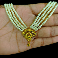 (GMH)- (JRD3AT) (WGT: 1.500 GM APPROX) BIS CERTIFIED HUID HALLMARK 9KT GOLD MOTI SITAHAR NECKLACE 1 PIECE WITH ADJUSTABLE TASSEL.