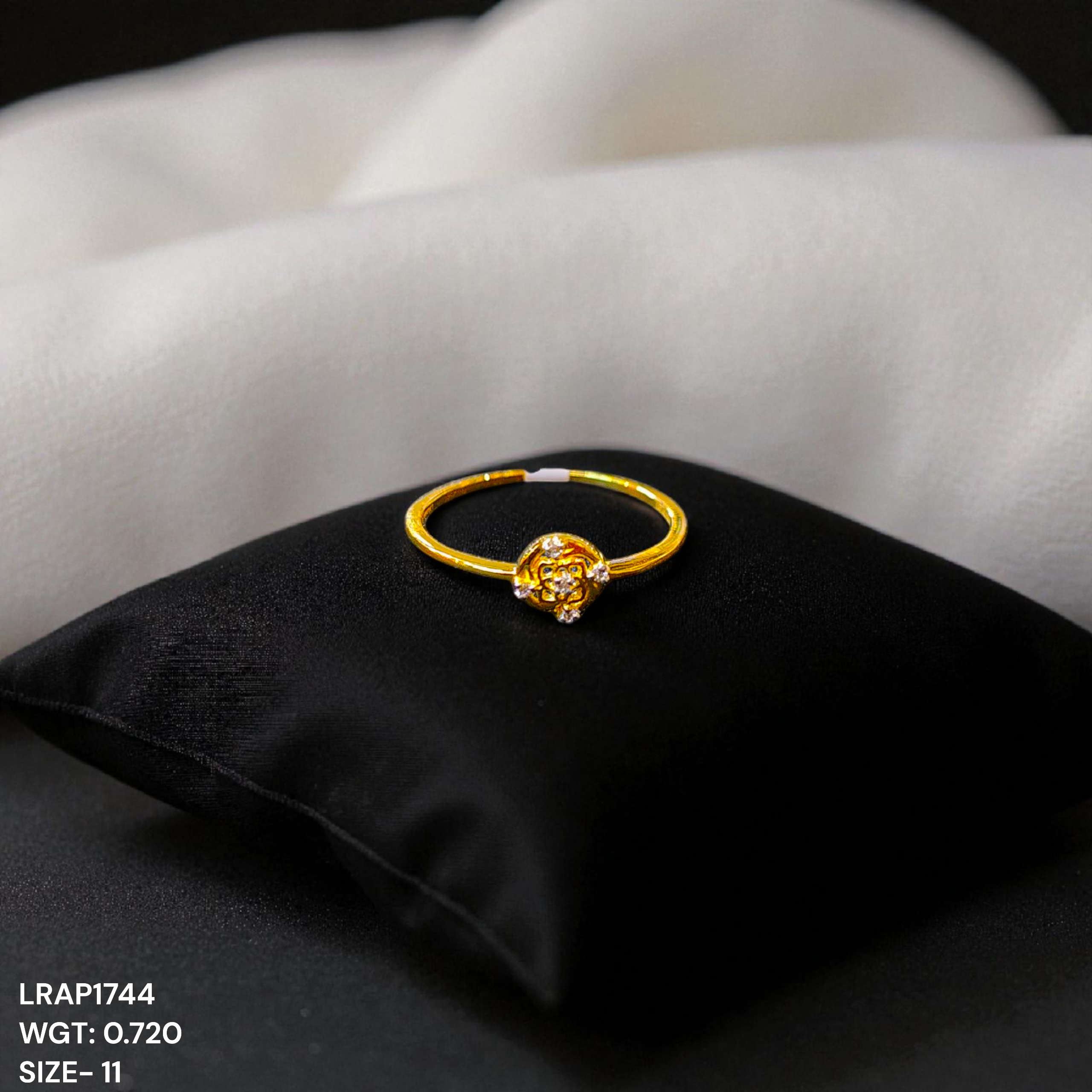 (GLFR18) RAJLAXMI DIAMOND JEWELLERY (SIZE:11) - WGT: 0.720 GM - NATURAL DIAMOND (0.02 CENT) HUID HALLMARK 18KT DIAMOND FINGER RING FOR WOMEN WITH CERTIFICATE OF AUTHENTICITY BY ZORBA (DESIGN NO: LRAP1744).