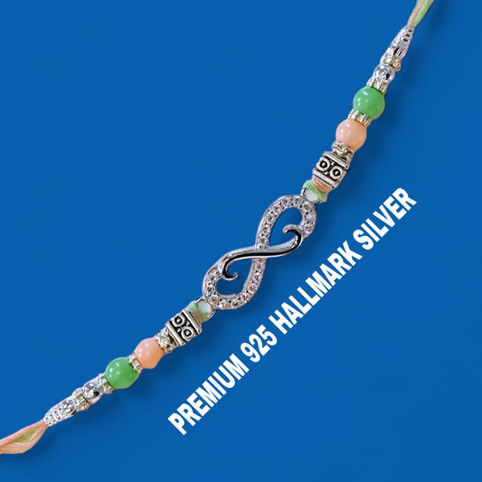 (RAKHI GIFTS) 925 HALLMARK SILVER RAKHI FOR RAKSHA BANDHAN GIFT FOR YOUR LOVING BROTHER (FREE DAIRYMILK CHOCOLATE INSIDE).