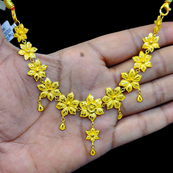 GOLD CHOKER NECKLACE- WGT: 5.990 BIS CERTIFIED HUID HALLMARK 916 22KT GOLD NECKLACE 1 PIECE WITH FREE ADJUSTABLE TASSEL FOR WOMEN.