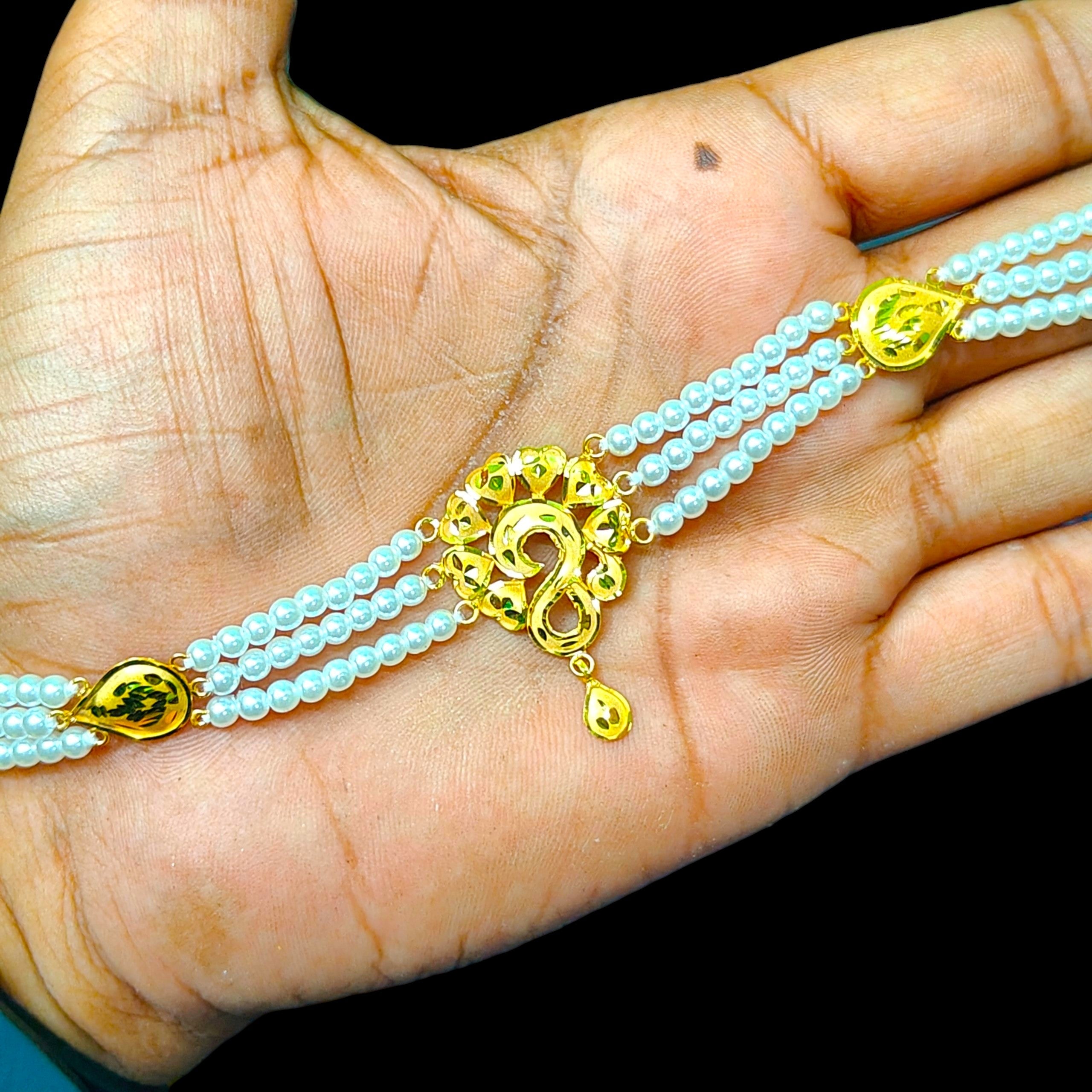 GOLD MOTI CHOKER- (WGT: 1.560 GM APPROX) BIS CERTIFIED HUID HALLMARK 375 9KT GOLD MOTI CHOKER 1 PIECE WITH ADJUSTABLE TASSEL FOR GIFT IN MARRIAGE.