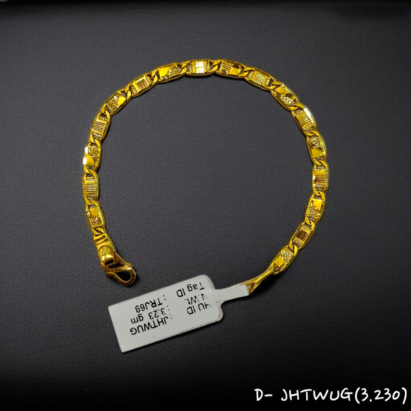TRJ JHTWUG 6.5 INCH WGT: 3.230 GM APPROX HUID HALLMARK 22KT GOLD WRISTLET 1 PIECE FOR UNISEX STYLE.
