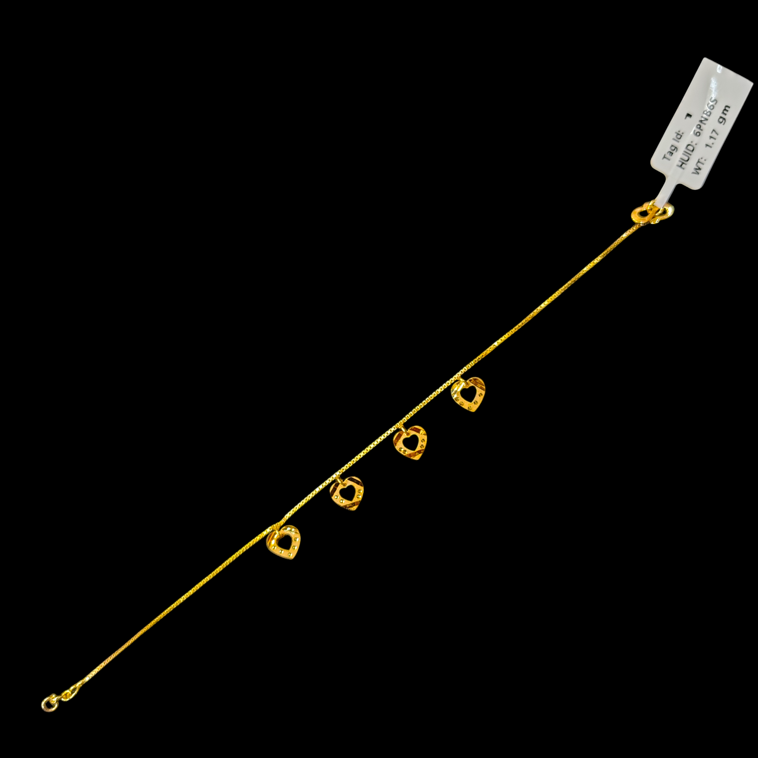 GOLD WRISTLET- BIS CERTIFIED HUID HALLMARK 375 9KT GOLD WRISTLET APPROX WGT: 1.170 FOR WOMEN.