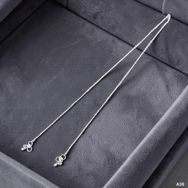 SILVER PAYEL- (A38) (WGT: 9.100 GM APPROX) 625 SILVER PAYEL (ANKLET) 1 PAIR LENGTH: 9