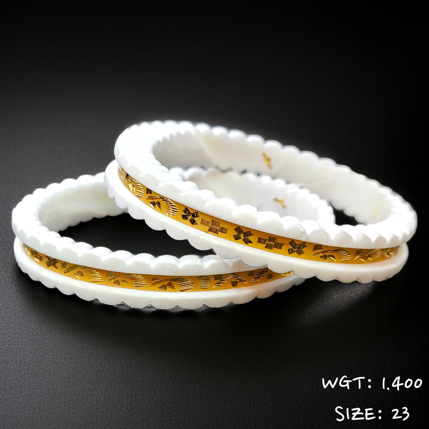 TRJ (SIZE: 23) WGT: 1.400 GM APPROX HUID HALLMARK 22KT GOLD SAKHA BANGLES 1 PAIR DESIGN FOR REGULAR USE.
