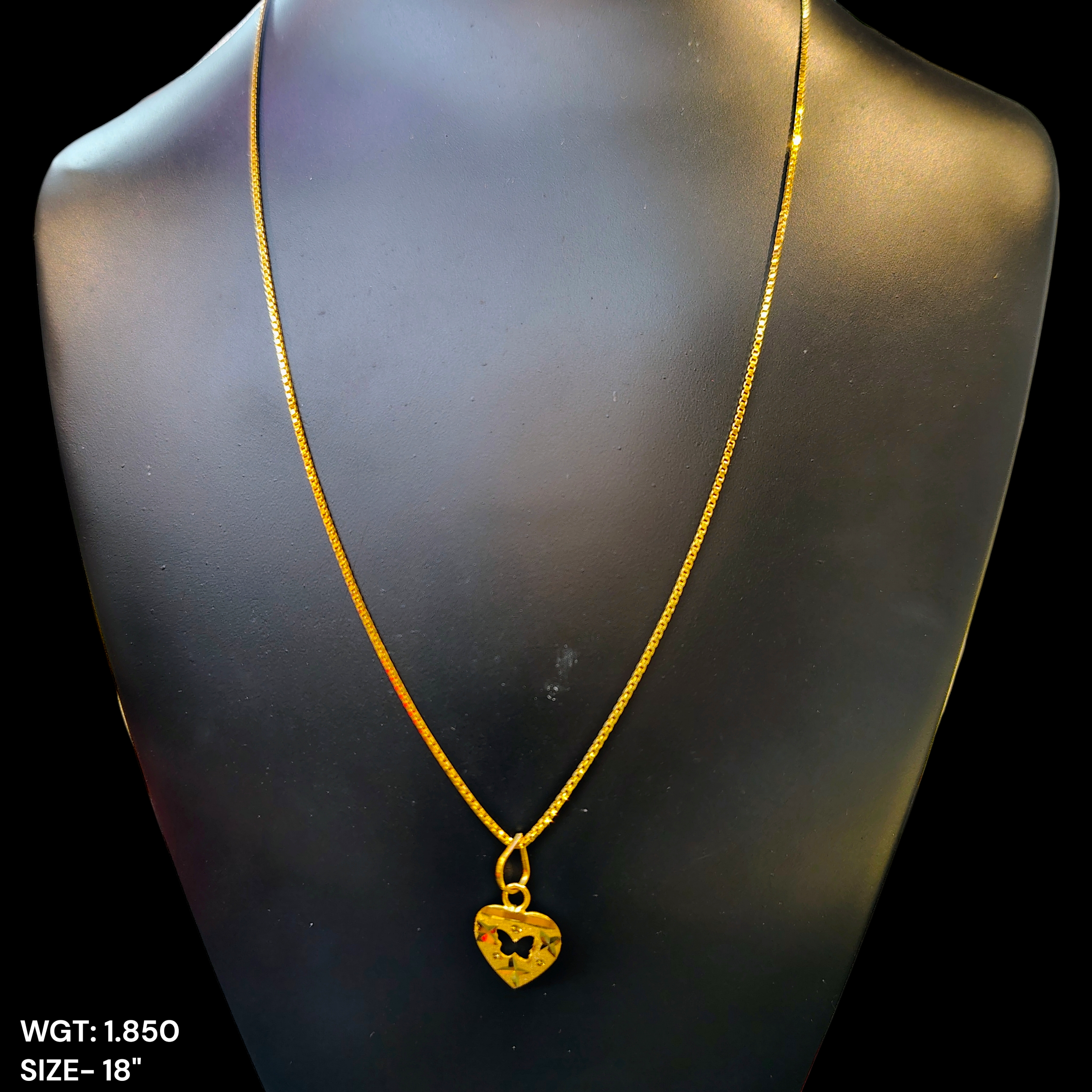 GCH-(WGT: 1.850 GM APPROX) BIS CERTIFIED HUID HALLMARK 9KT GOLD CHAIN WITH PENDANT (18 INCH) 1 PIECE FOR WOMEN.