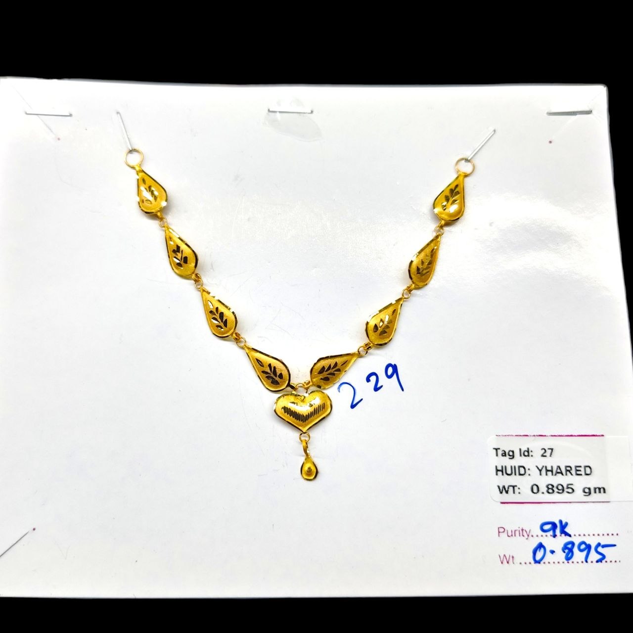 GOLD CHOKER NECKLACE-(WGT: 0.895 GM APPROX) BIS CERTIFIED HUID HALLMARK 9KT GOLD NECKLACE 1 PIECE FOR WOMEN.