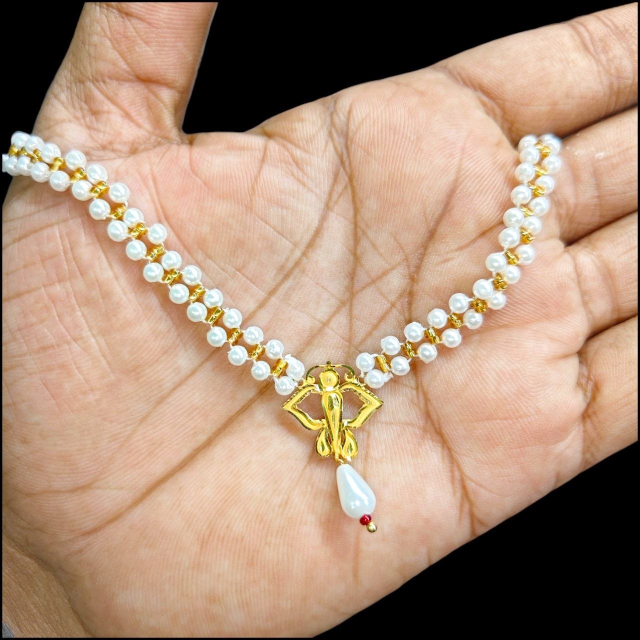 GMP22K- WGT: 0.500 GM APPROX CERTIFIED BIS HUID HALLMARK 916 22KT GOLD MOTI PENDANT 1 PIECE FOR WOMEN.