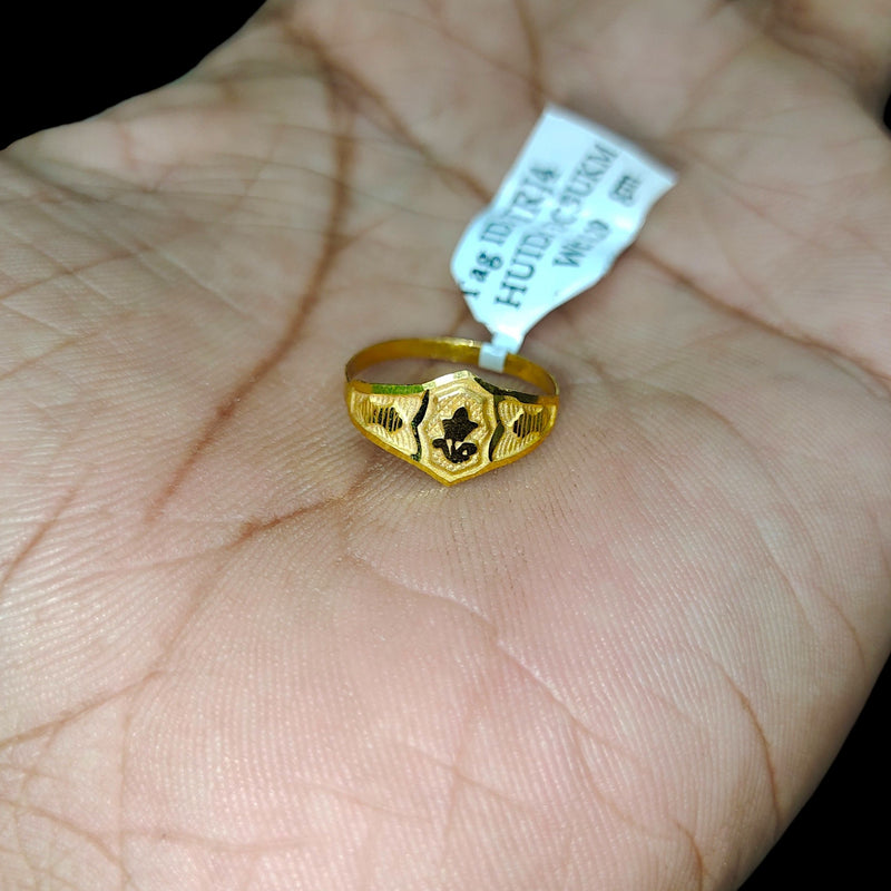 BABY JEWELLERY- TRJ WGT: 0.290 GM APPROX 375 9KT HUID HALLMARK GOLD BABY FINGER RING 1 PIECE FOR RICE CEREMONY & BIRTHDAY.