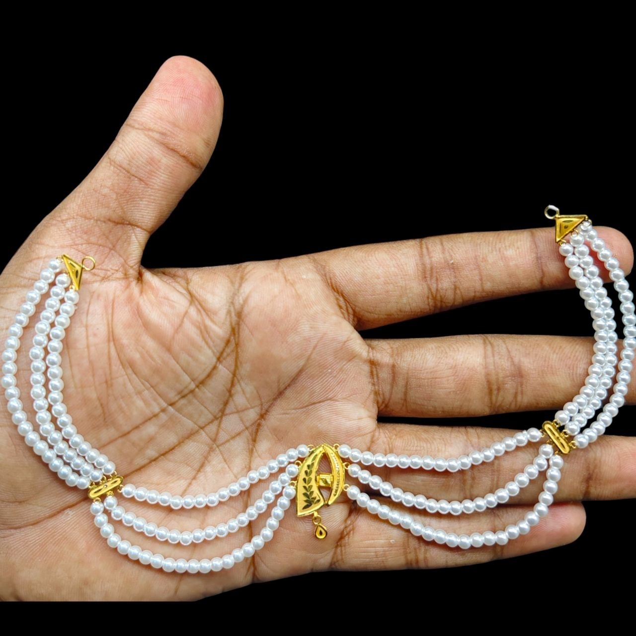 GOLD MOTI HAR- (WGT: 1.120 GM APPROX) CERTIFIED BIS HALLMARK HUID 22KT GOLD MOTI NECKLACE 1 PIECE WITH ADJUSTABLE TASSEL.