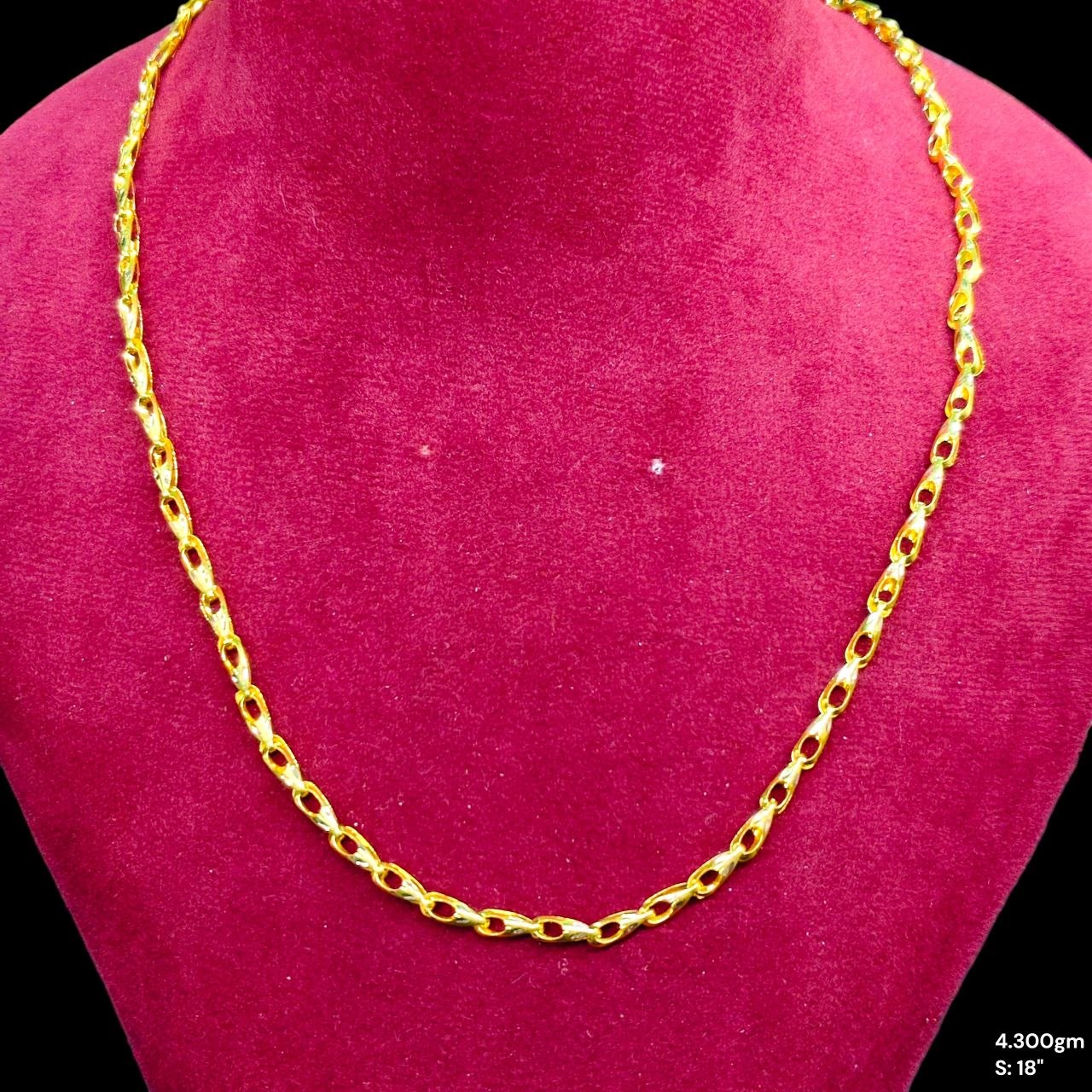 GOLD CHAIN- (WGT: 4.300 GM APPROX) BIS CERTIFIED HUID HALLMARK 9KT GOLD CHAIN (18 INCH) 1 PIECE FOR UNISEX.