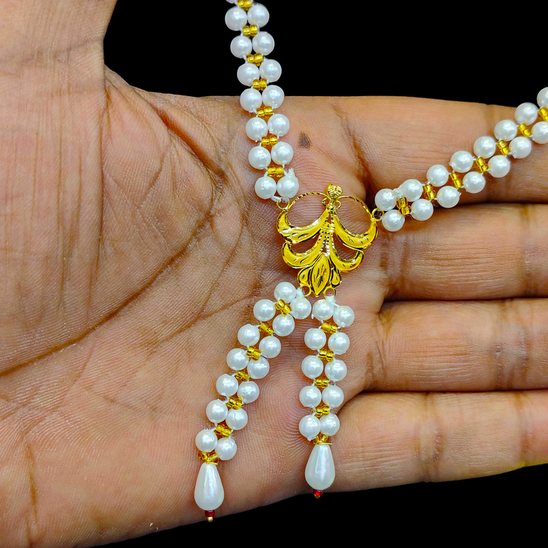 GMP22K- BIS CERTIFIED WGT: O.700 GM APPROX HUID HALLMARK 916 22KT GOLD MOTI TIE CHAIN 1 PIECE FOR WOMEN.