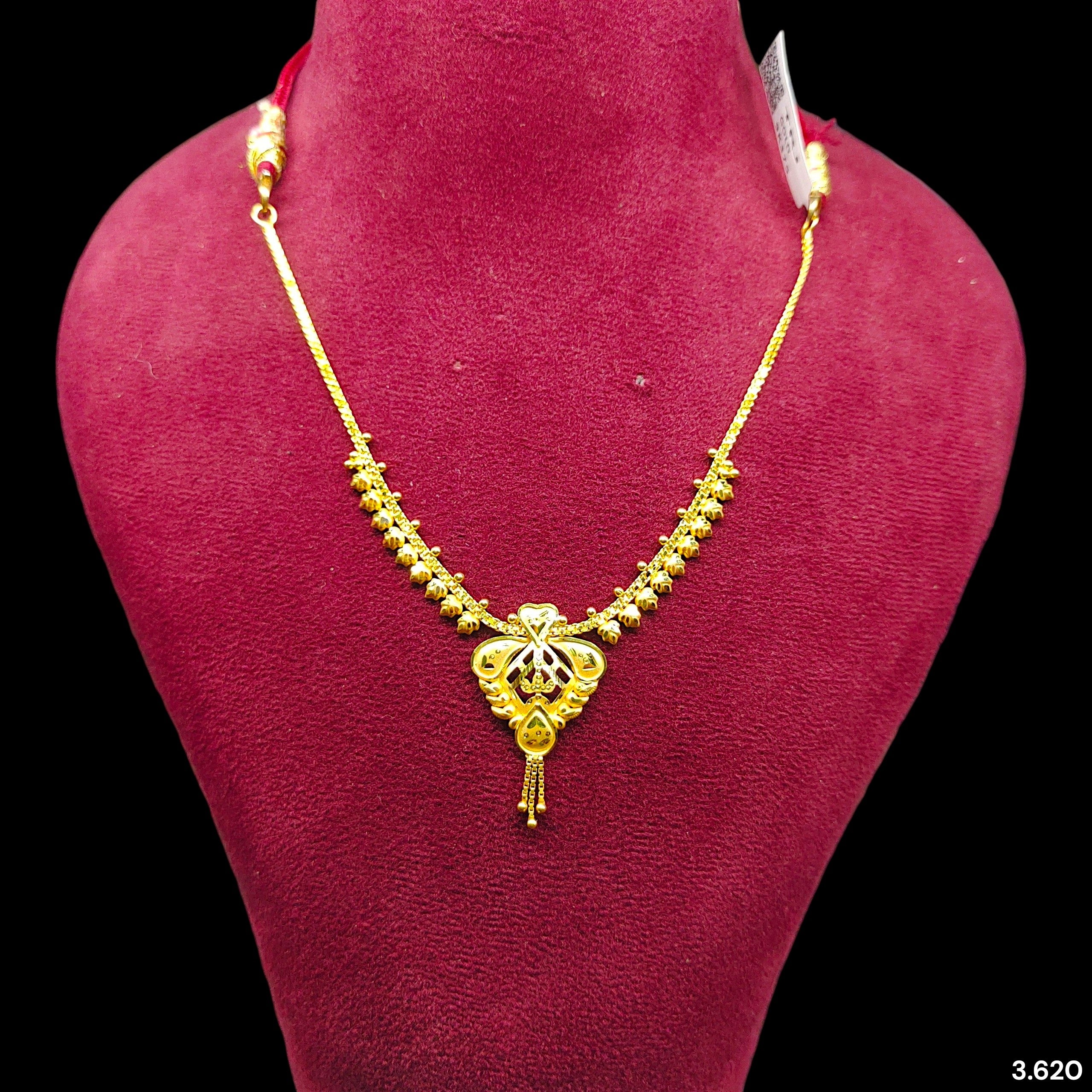 GOLD NECKLACE-(WGT: 3.620 GM APPROX) BIS CERTIFIED HUID HALLMARK 375 9KT GOLD NECKLACE 1 PIECE FOR WOMEN WITH FREE ADJUSTABLE TASSEL.