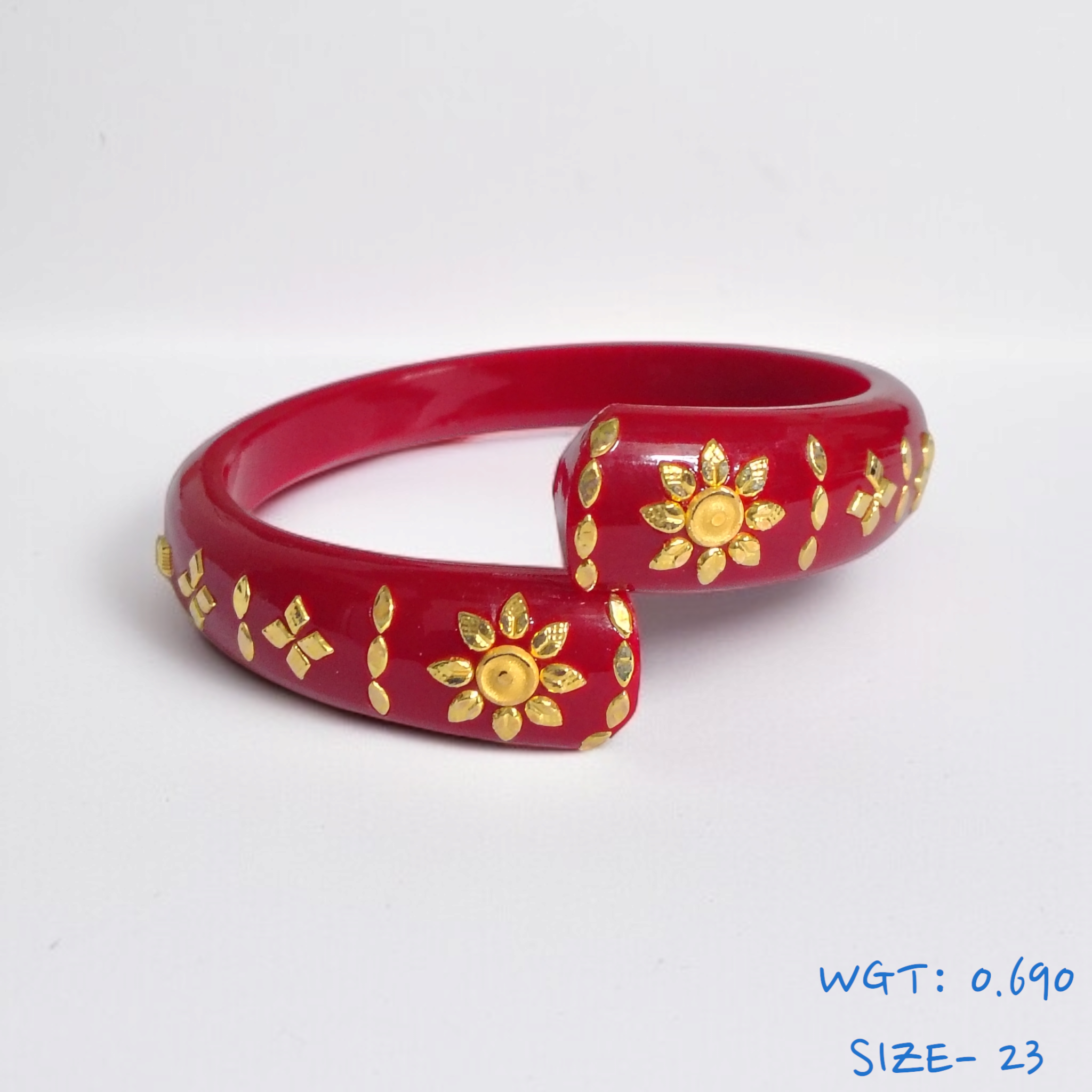 (SIZE- 23) RED COLOUR 18KT HALLMARK GOLD BRACELET POLA 1 PIECE FOR MARRIED WOMEN (REGULAR USE) APPROX WGT: 0.690 GM