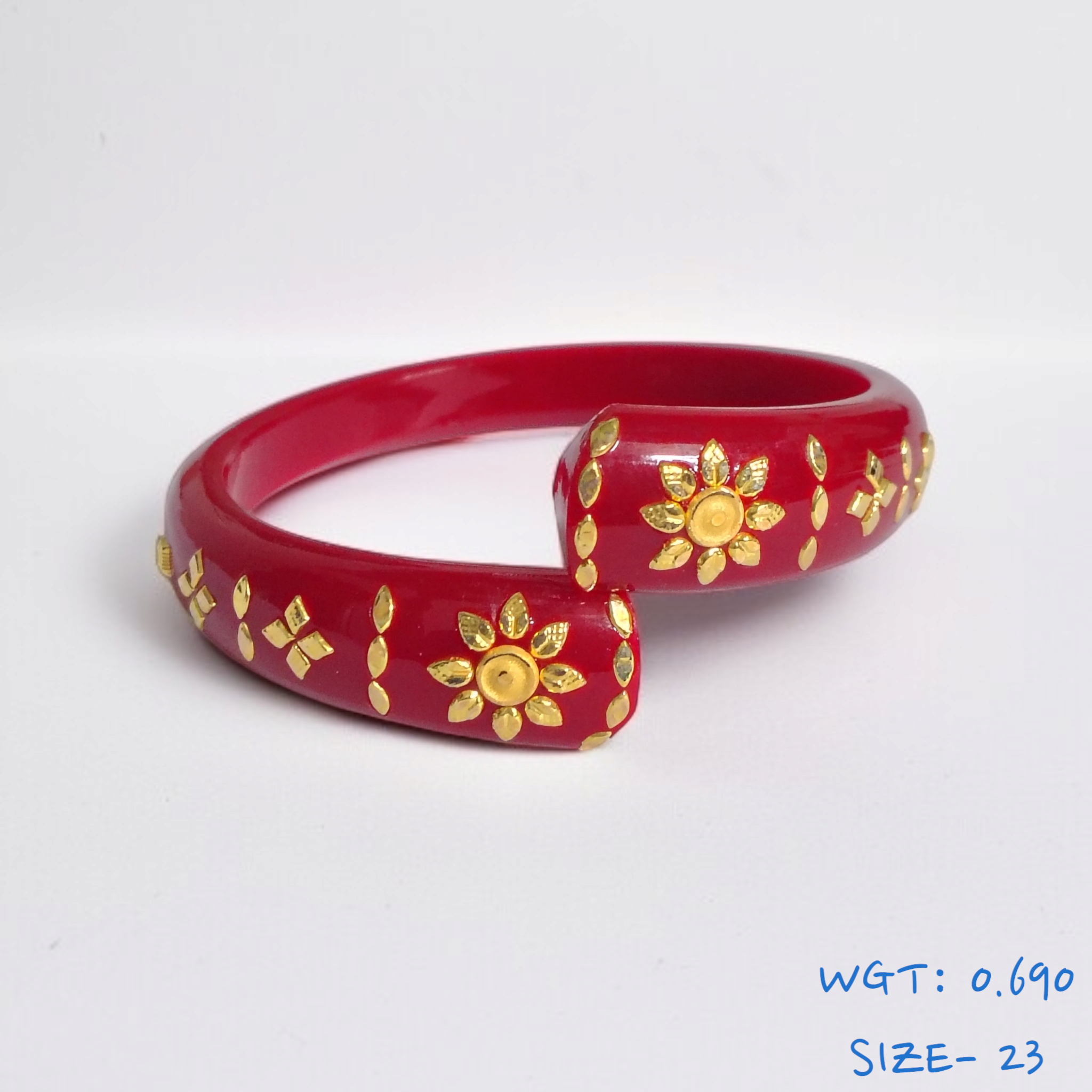GBP18 (SIZE- 23) RED COLOUR 18KT HALLMARK GOLD BRACELET POLA 1 PIECE FOR MARRIED WOMEN (REGULAR USE) APPROX WGT: 0.690 GM