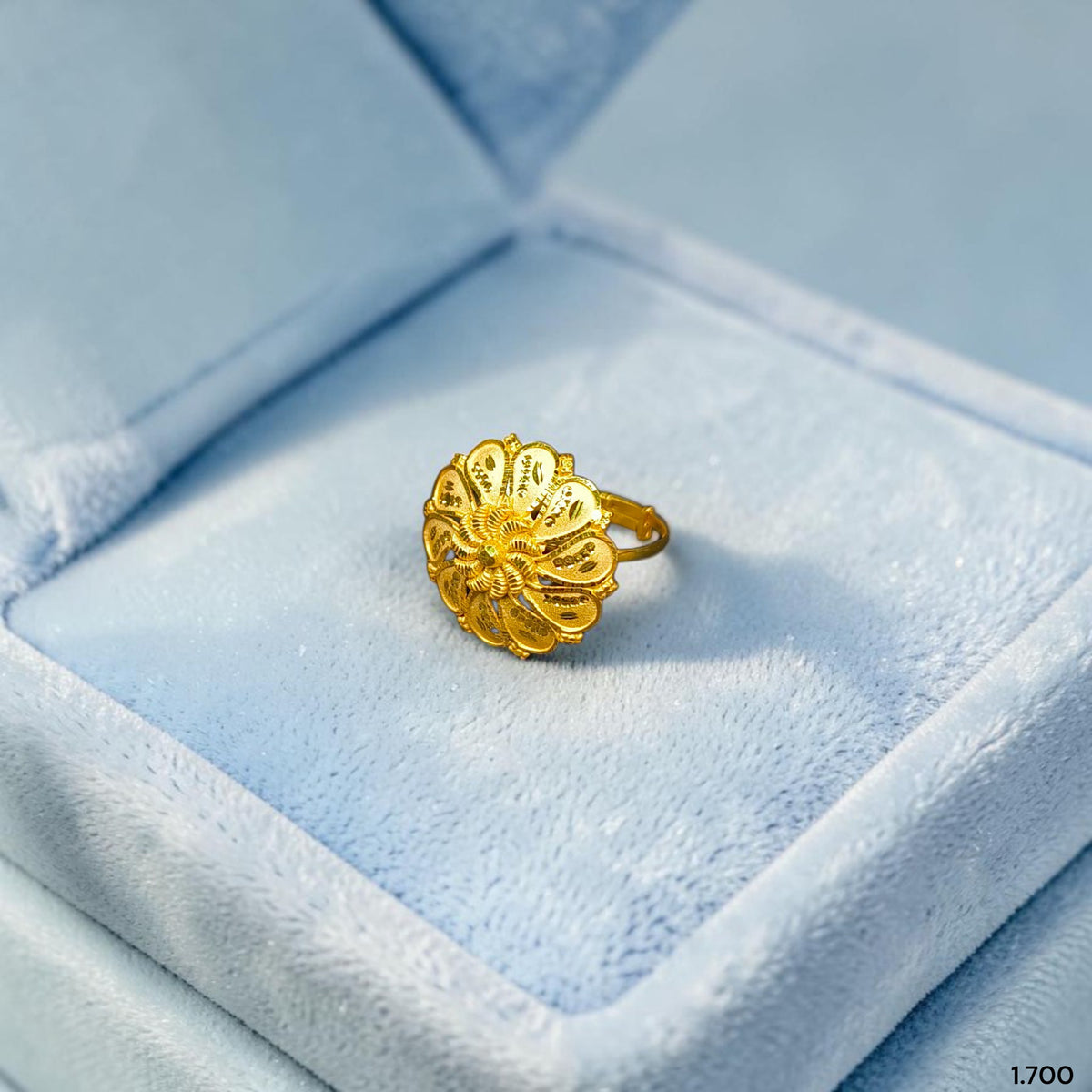 LADIES RING (B663XE)-(SIZE: ADJUSTABLE ) WGT: 1.700 GM APPROX BIS CERTIFIED HUID HALLMARK 375 9KT GOLD RING FOR WOMEN 1 PIECE.