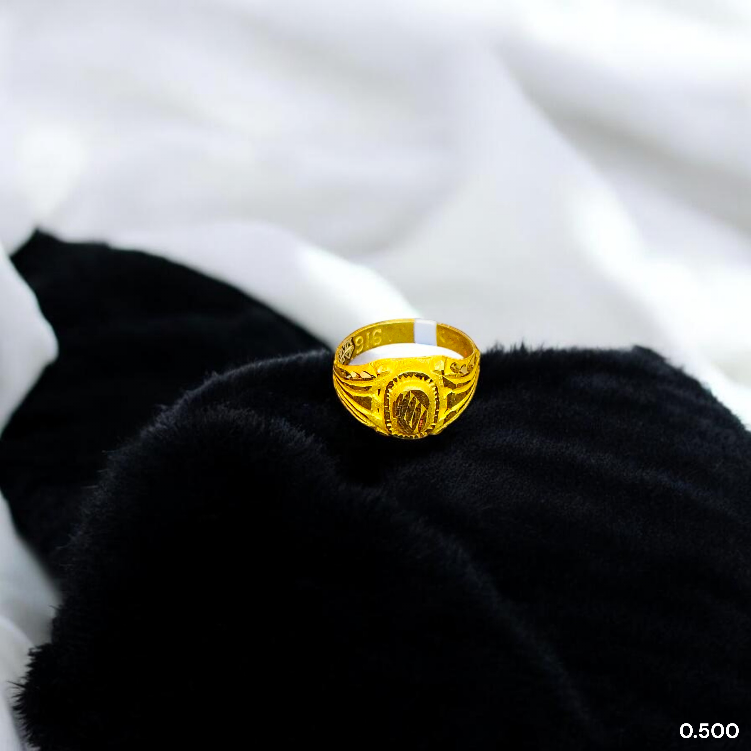BABY JEWELLERY- TRJ WGT: 0.500 GM APPROX 22KT HUID HALLMARK GOLD BABY FINGER RING 1 PIECE FOR RICE CEREMONY & BIRTHDAY.