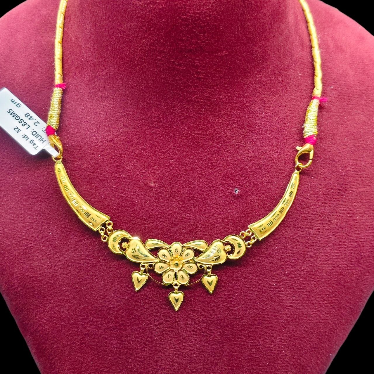 GOLD CHOKER NECKLACE-(WGT: 2.480 GM APPROX) BIS CERTIFIED HUID HALLMARK 9KT GOLD NECKLACE 1 PIECE FOR WOMEN.