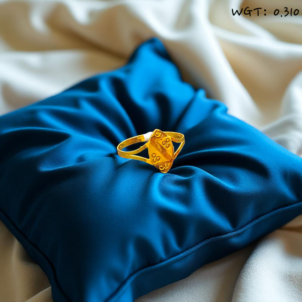 (GBJ) TRJ WGT: 0.310 GM APPROX 22KT HUID HALLMARK GOLD BABY FINGER RING 1 PIECE FOR RICE CEREMONY & BIRTHDAY.