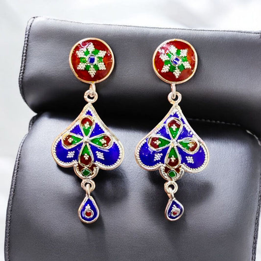 FESTIVE SILVER OFFER (PREMIUM JEWELLERY) CERTIFIED HALLMARK 925 SILVER HASULI NECKLACE 1 PIECE WITH EARRINGS (MINAKARI MANIPUR DESIGN) APPROX WGT: 51.300 GM (1 PIECE) FOR BEAUTIFUL WOMEN.