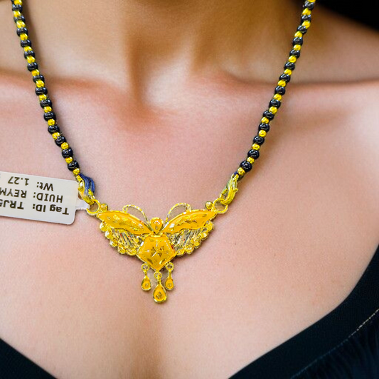 TRJ WGT: 1.270 GM APPROX 22KT HUID HALLMARK GOLD PENDANT MANGALSUTRA 1 PIECE WITH TASSEL.