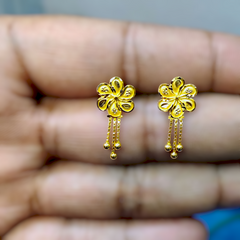 RAJLAXMI WGT: 1.050 GM APPROX HUID HALLMARK 916 22KT GOLD EAR TOPS STUD 1 PAIR FOR REGULAR USE.