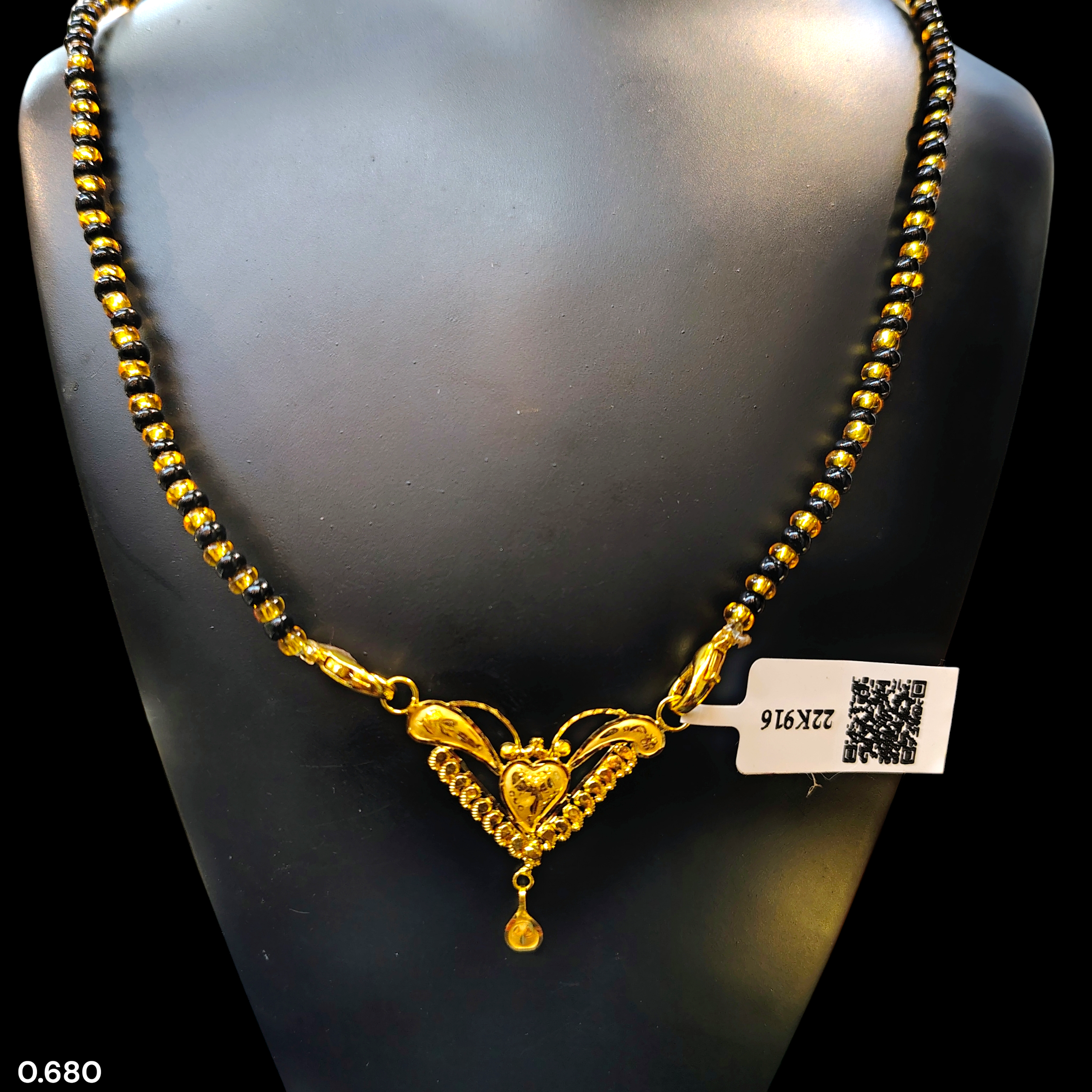 GOLD PENDANT- WGT: 0.680 GM APPROX 22KT HUID HALLMARK GOLD PENDANT MANGALSUTRA 1 PIECE WITH TASSEL.