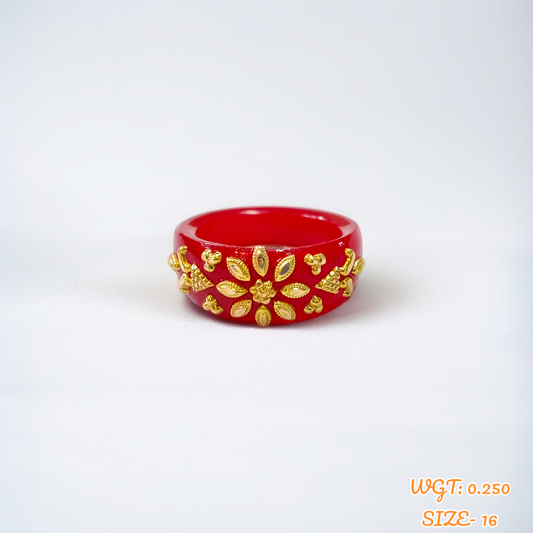 (GPR) TRJ (SIZE: 16) WGT: 0.250 GM APPROX (50 TONCH) KDM GOLD POLA RING FOR WOMEN 1 PIECE FOR GIFT (SOLD ON MRP)