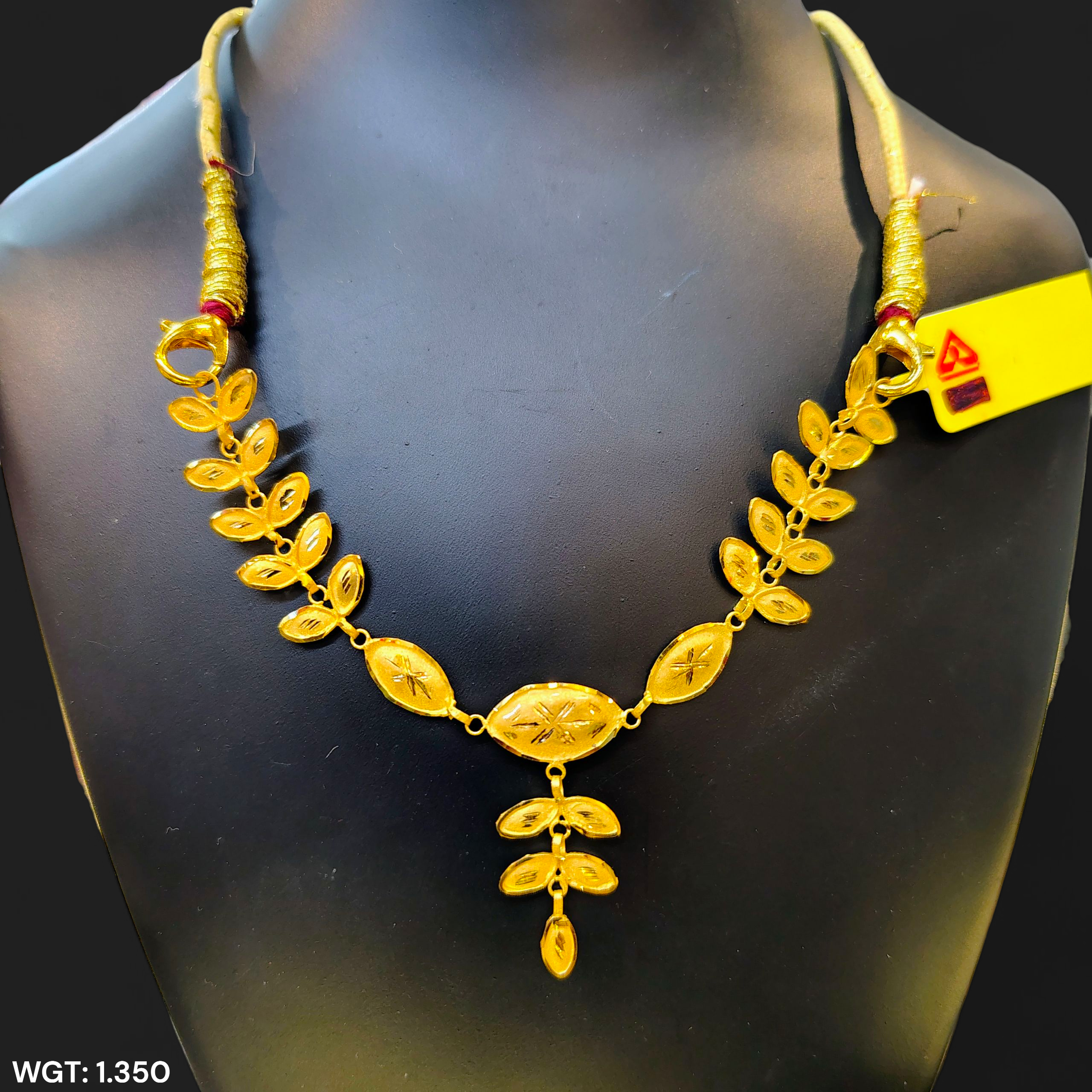 (GCN)TRJ WGT: 1.350 GM APPROX KDM GOLD NECKLACE (TETUL PATA MINI DESIGN) 1 PIECE (50 TONCH) WITH (FREE) ADJUSTABLE TASSEL (BEST FOR GIFT IN MARRIAGE).