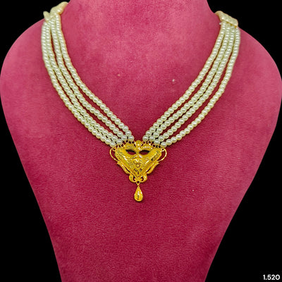 (GMH)- (4FFXB3) (WGT: 1.520 GM APPROX) BIS CERTIFIED HUID HALLMARK 9KT GOLD MOTI SITAHAR NECKLACE 1 PIECE WITH ADJUSTABLE TASSEL.