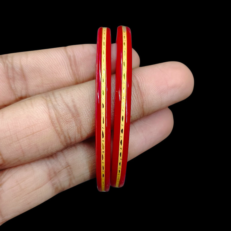 GPB22K- (E2LBVX)-(LEPQHJ)-(SIZE-24) WGT: 0.860 GM APPROX BIS CERTIFIED HUID HALLMARK 916 22KT GOLD POLA BADHANO 1 PAIR FOR WOMEN.