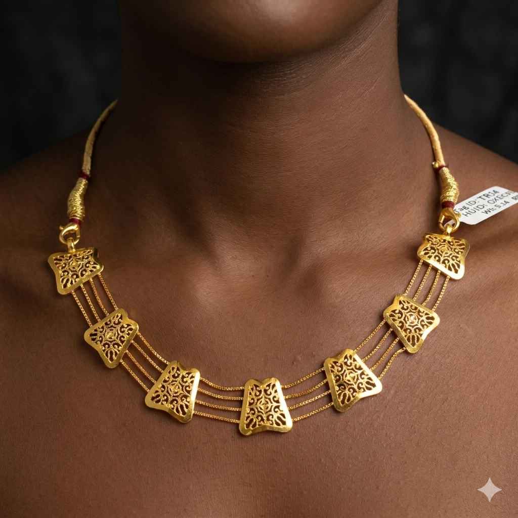 GOLD CHOKER NECKLACE -(WGT: 5.140 GM APPROX) BIS CERTIFIED HUID HALLMARK 9KT GOLD NECKLACE 1 PIECE FOR WOMEN.