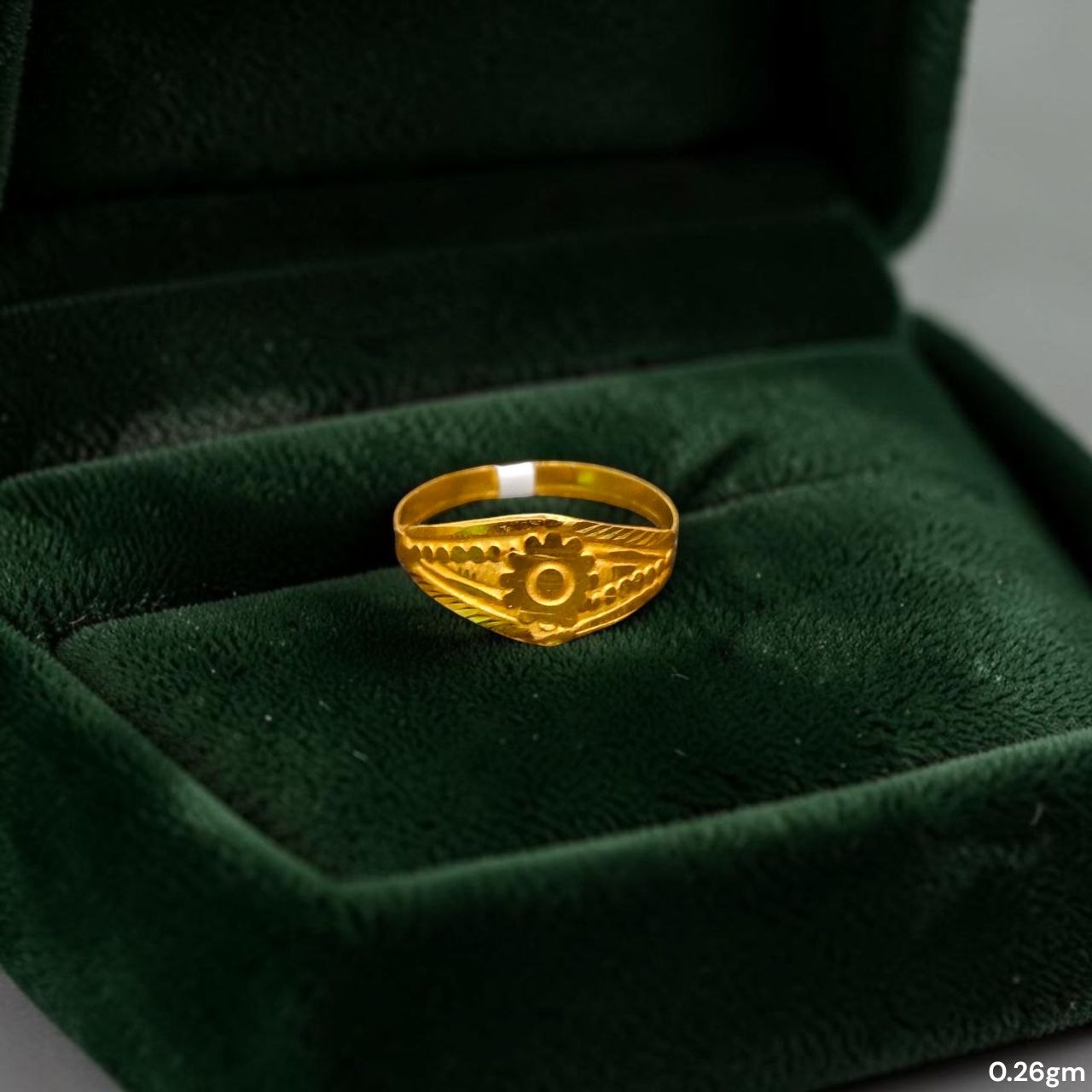 BABY JEWELLERY- TRJ WGT: 0.260 GM APPROX 375 9KT HUID HALLMARK GOLD BABY FINGER RING 1 PIECE FOR RICE CEREMONY & BIRTHDAY.