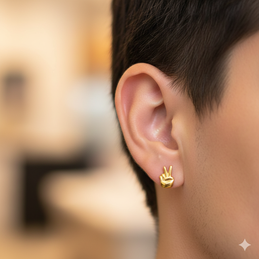 STUD EARRING BOYS- WGT: 0.220 GM APPROX BIS CERTIFIED HUID HALLMARK 9KT GOLD STUD EARRINGS FOR MEN (SINGLE PIECE) FOR REGULAR USE.