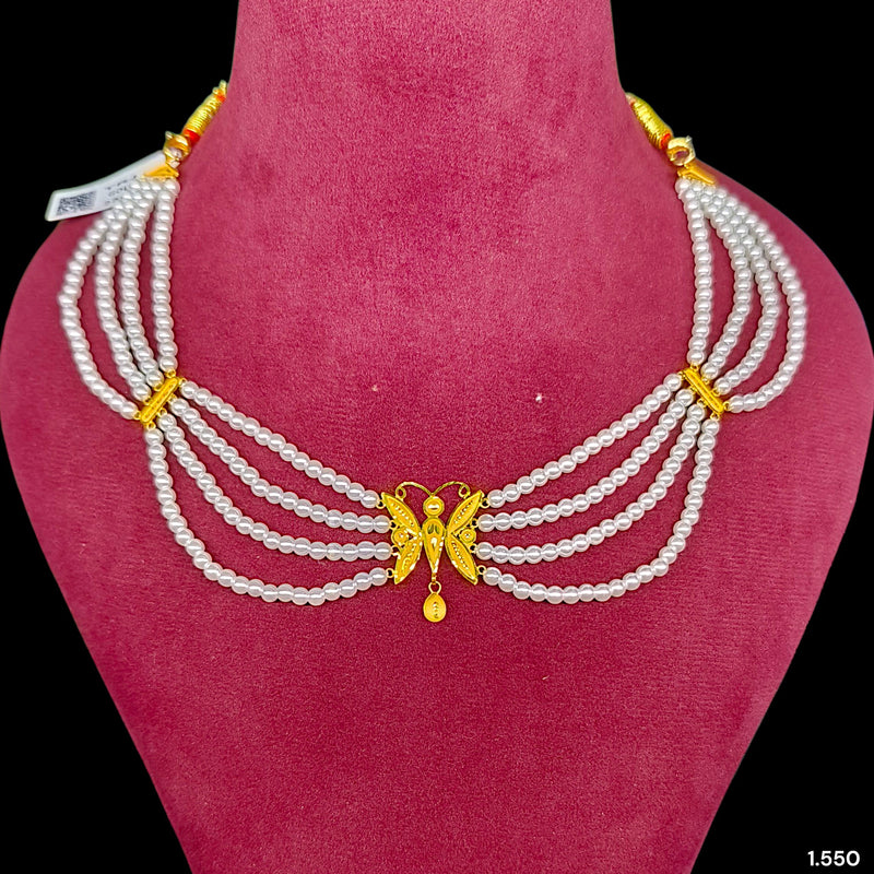 GOLD MOTI HAR- (JUG2B3)-(WGT: 1.550 GM APPROX) CERTIFIED BIS HALLMARK HUID 22KT GOLD MOTI NECKLACE 1 PIECE WITH ADJUSTABLE TASSEL.