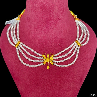 GOLD MOTI HAR- (JUG2B3)-(WGT: 1.550 GM APPROX) CERTIFIED BIS HALLMARK HUID 22KT GOLD MOTI NECKLACE 1 PIECE WITH ADJUSTABLE TASSEL.