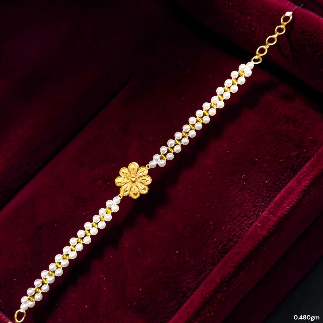 GOLD WRISTLET- (WGT: 0.480 GM APPROX) BIS CERTIFIED HUID HALLMARK 375 9KT GOLD WRISTLET (BRACELET) WITH MOTI CHAIN FOR WOMEN (ADJUSTABLE SIZE).
