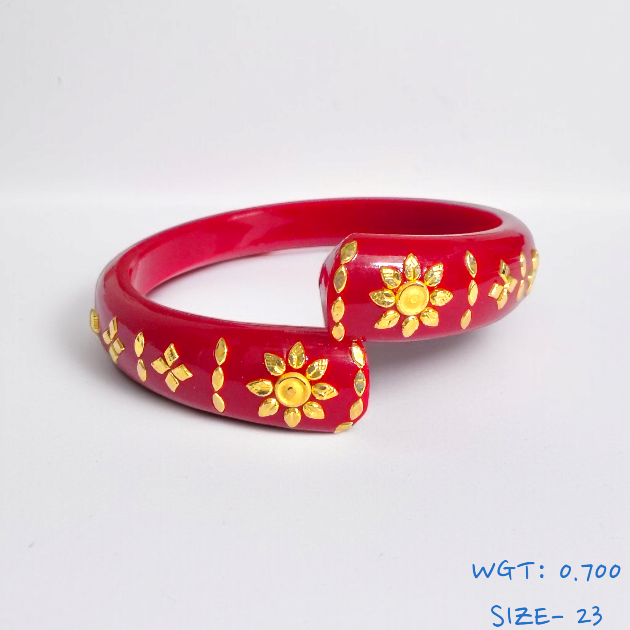 (SIZE- 23) RED COLOUR 18KT HALLMARK GOLD BRACELET POLA 1 PIECE FOR MARRIED WOMEN (REGULAR USE) APPROX WGT: 0.700 GM