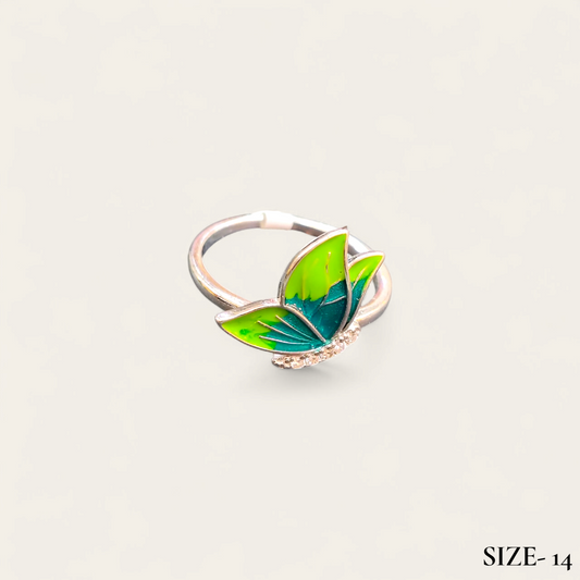 RAJLAXMI (SIZE:14) HALLMARK 925 SILVER FINGER BUTTERFLY MINAKARI DESIGN RING 1 PIECE FOR WOMEN FOR REGULAR USE - BEST FOR GIFTING (SOLD ON MRP)