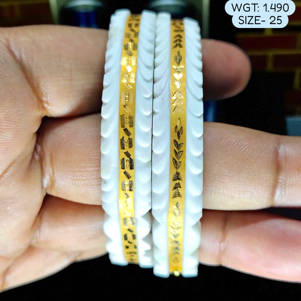 TRJ (SIZE: 25) WGT: 1.490 GM APPROX HUID HALLMARK 22KT GOLD SAKHA BANGLES 1 PAIR DESIGN FOR REGULAR USE.