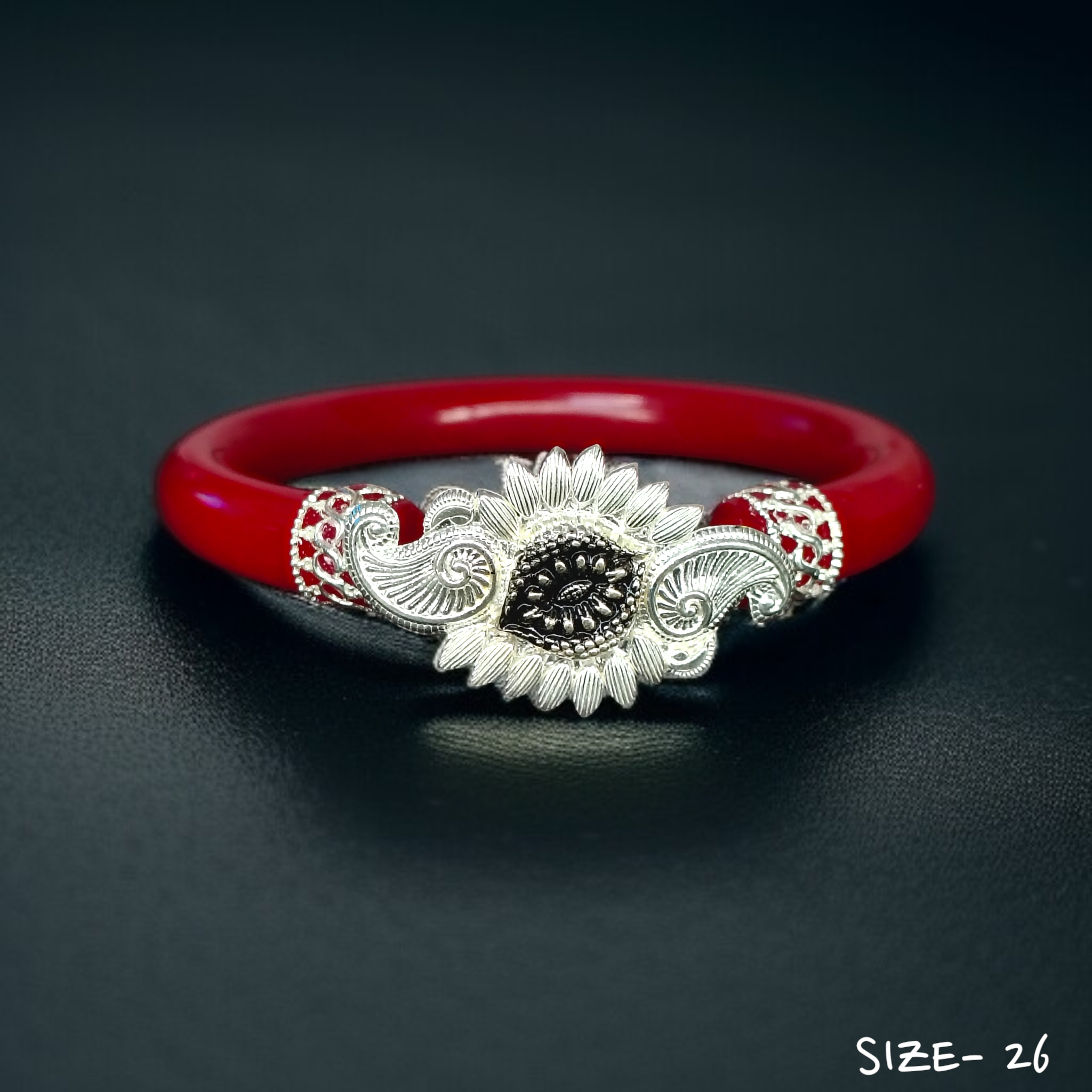 (SSP) (SIZE- 26) 925 ORIGINAL SILVER MUKH POLA BANGLES FOR WOMEN 1 PC - SOLD AS MRP BY RAJLAXMI.