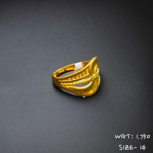 TRJ (SIZE: 14) WGT: 1.750 GM APPROX 22KT HUID HALLMARK GOLD RING FOR WOMEN 1 PIECE.